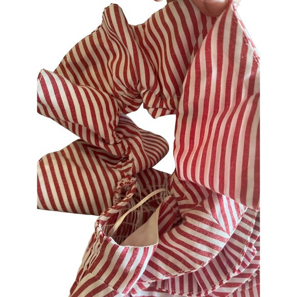 SMALL EUC Wayf Anzio Off Shoulder Red White Stripe Ruffle Crop Top - Picture 4 of 12